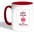 مج قهوة مزين بطبعة عبارة "Keep Calm And Eat Macarons"، سعة 11 أوقية، لون أحمر