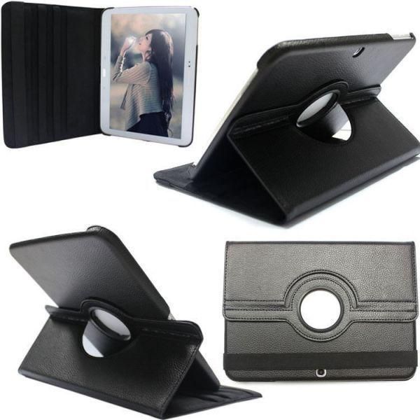 Rotating 360 degree PU Leather black Case Cover for Samsung Galaxy Tab 3 10.1 P5200 P5210 P5220