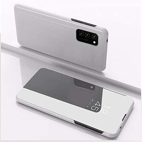 LEMAXELERS Compatible with Samsung A03S Case Slim Mirror Design Clear View Flip Bookstyle Ultra Slim Protecter Shell with Kickstand Protective Cover for Samsung Galaxy A03S Mirror PU PU Silver
