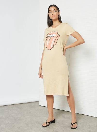 Rolling Stones Midi Dress Beige