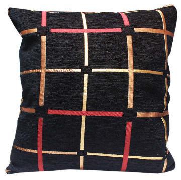 Throw Pillow And Cover :black (with Multicoloured Stripes)