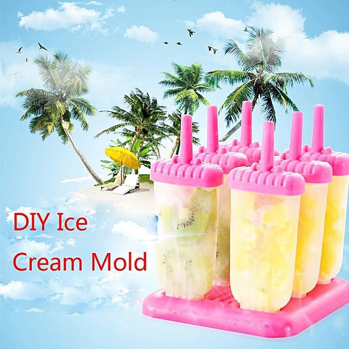 Generic Cooking Tools 6 Cell Rectangle Shaped Reusable DIY Frozen Ice Cream Pop Molds