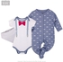 Hudson Baby Bodysuit and Bandana Bib with Sleep &amp; Play Set - 3 Sizes