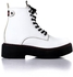 Levent Platform Leather Chunky Boot For Women - White