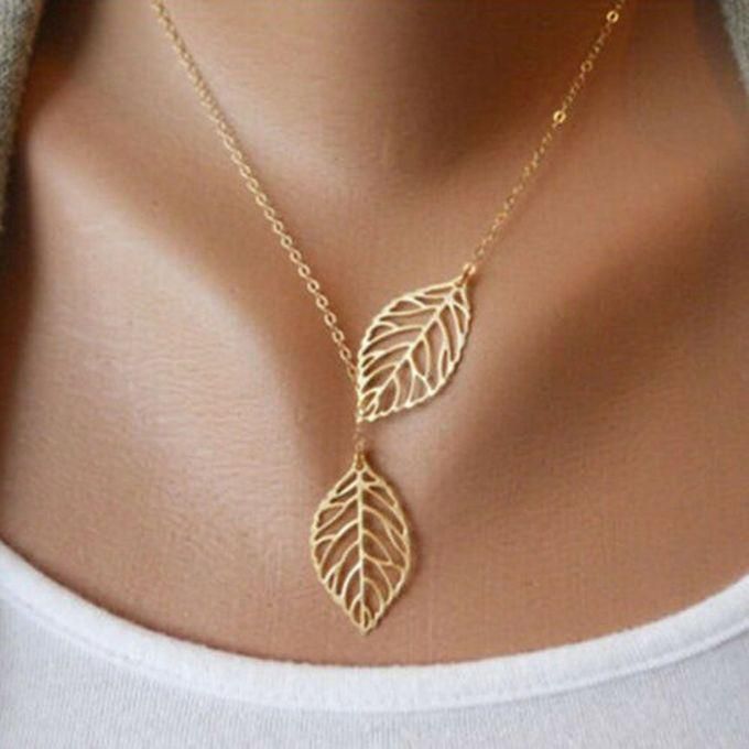 Fashion Jewelry Leaf Pendant - Women Necklace - Gold