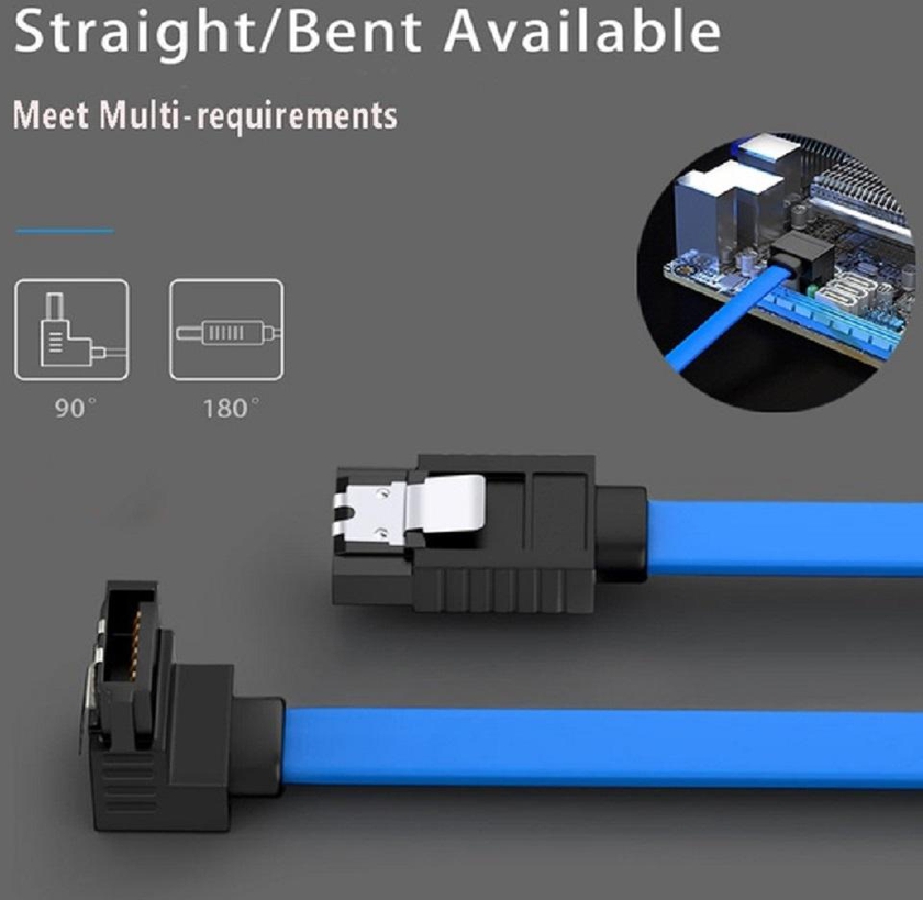 Ipohonline SATA 3 Data Cable L Shape Hard Drive SSD Cable 100cm 3.5ft (Black/Blue)