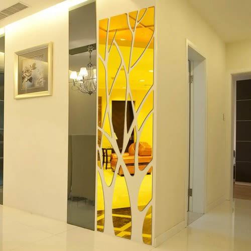 Mirror Wall Sticker Tree Acrylic Decal - 3D Gold - 135x37cm
