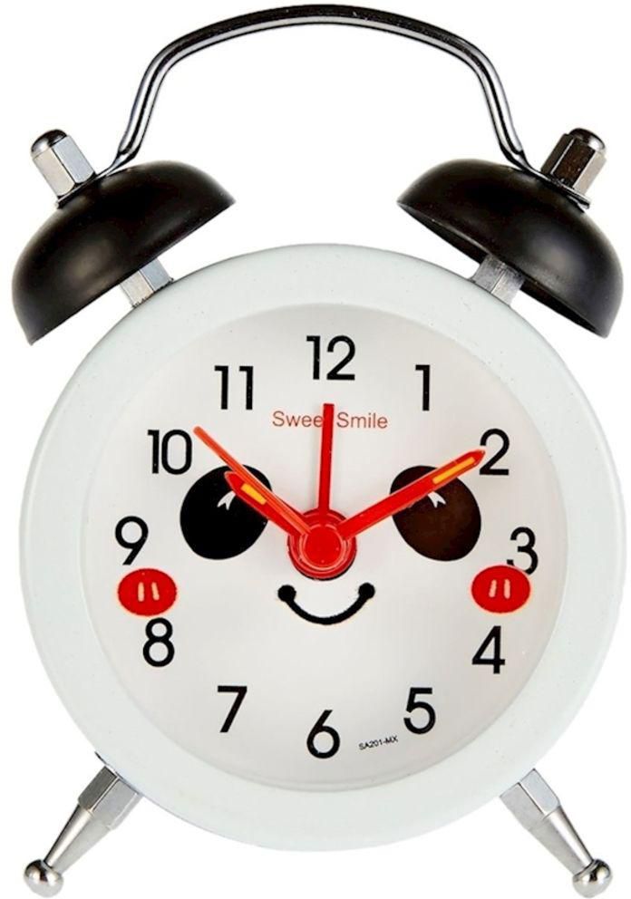Round Belt Battery Mini Alarm Clock Black/White