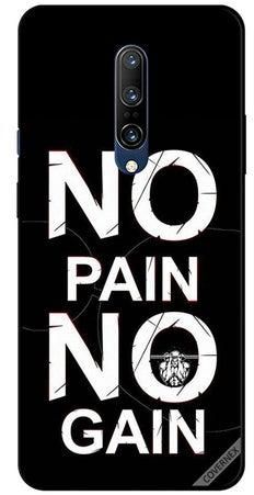 غطاء حماية واقٍ لهاتف ون بلس 7 برو نمط مطبوع بعبارة "No Pain No Gain" باللونين الأسود والأبيض