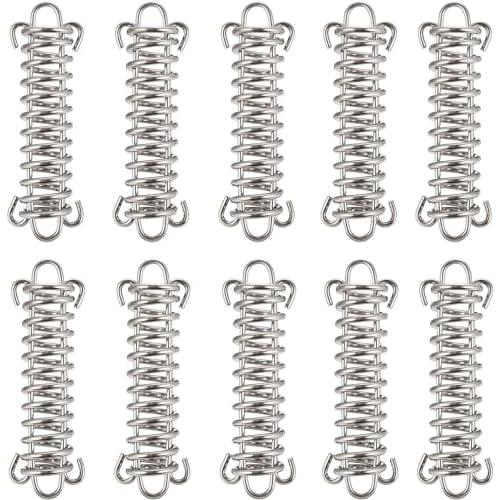 THE WHITE SHOP 10PCS Tent Spring Buckle, Tent Fixed Hook Buckle, Windproof Stainless Steel Rope Tensioner, Portable Camping Tent Fixed Buckle, Outdoor Spring Buckle Set for Camping (10pcs)