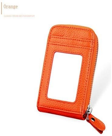 Mirror Detail Zip Around Card Holder Orange