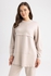 Defacto Relax Fit Hooded Double Faced Sweatshirt Tunic