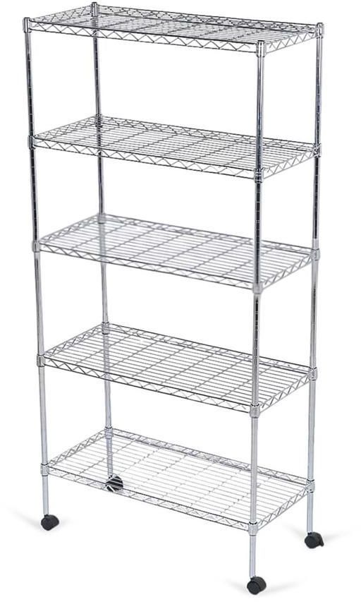Mobile 5-Shelf Storage Unit (76 x 35.5 x 152 cm, Silver)