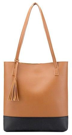 Shopper Tote Bag With Tassel Brown/Black
