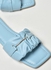 صندل مسطح بحزام عريض وتصميم مكشكش، لون أزرق Blue