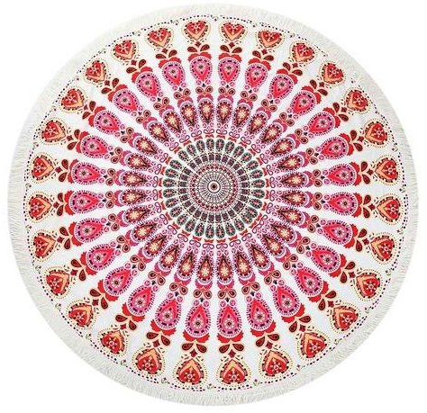 Generic 150 X 150cm Round Tassel Tapestry Bohemian Beach Yoga Towel Mat - Red