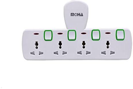 Moha Multi Plug Power Extension Socket Adapter, 4 Way Universal Wall Electrical Extender Outlet, UK 3 Pin Electric Power Sockets for Home, Office, Kitchen (4 Way)