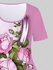 Plus Size Colorblock Floral Print Tee - 5x | Us 30-32