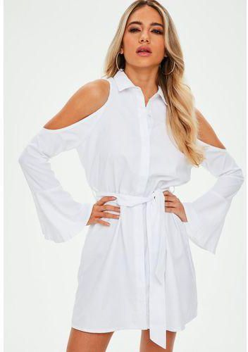Miss Guided White Cold Shoulder Tie Waist Shirt Dress price from jumia in  Nigeria - Yaoota!
