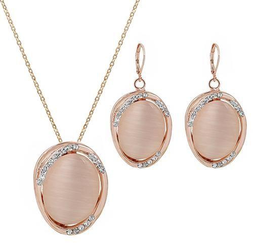 Mysmar Women's Rose Gold Plated with White Crystals Jewelry Set - AR1120