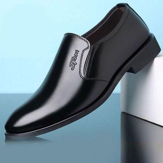 Classic Business Men Cooperate Leather Shoes- Black
