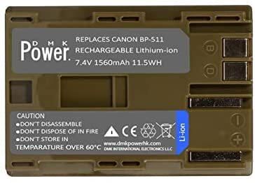 DMK Power BP-511(1560mAh) Battery Compatible with Canon EOS 5D, 50D, 40D, 20D, 30D, 10D, Digital Rebel, 1D, D60, 300D, D30, Kiss, Powershot G5, Pro 1, G2, G3, G6, G1, Etc