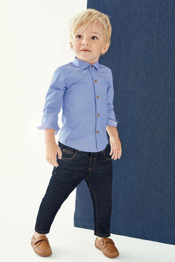 جينز أزرق داكن قابل للتمدد بحزام (3 أشهر -6 سنوات)