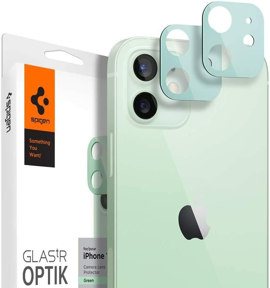 Spigen GLAStR Optik Camera Lens Screen Protector [2 Pack] designed for iPhone 12 - Green
