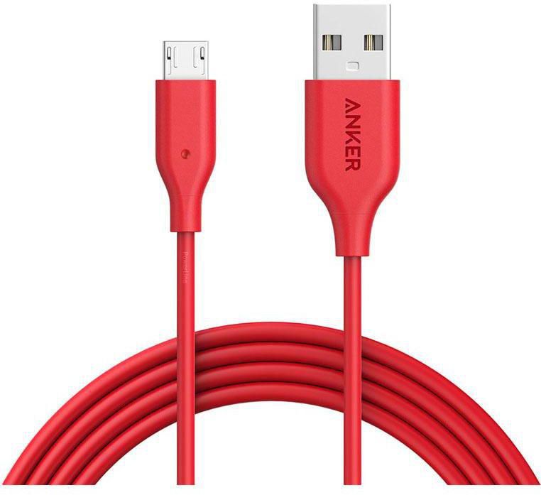 Anker Powerline Micro USB cable charger -6ft 1.80m- Red