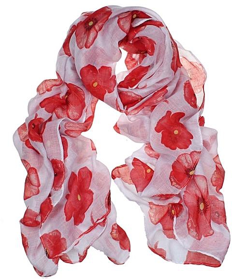 Eissely New Red Poppy Print Long Scarf Flower Beach Wrap Ladies Stole Shawl WH