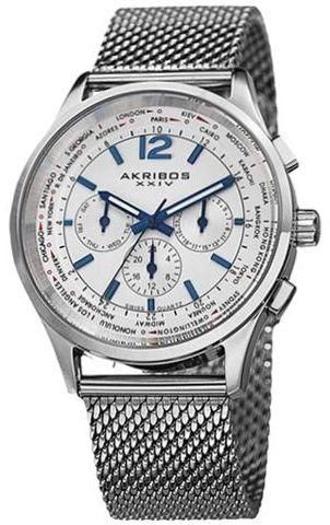 Akribos XXIV Explorer Men's White Dial Stainless Steel Band Watch - AK716SS