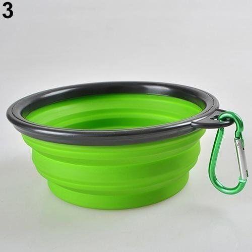 Bluelans Foldable Dog Cat Pet Travel Silicone Food Feeding Bowl (Green)