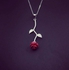 Handmade Red Stone Flower Pendant Necklace Silver Plated And Neikal