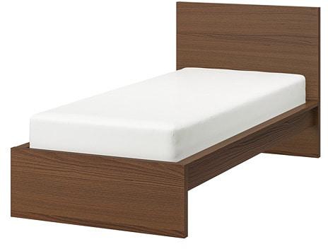 MALM Bed frame, high, brown stained ash veneer