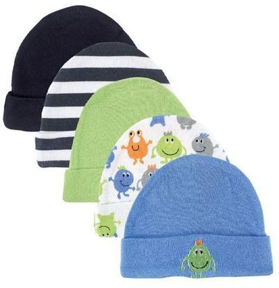 Luvable Friends Baby Boys Caps Gift Set Of 5 Multicolour/Design
