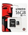 Kingston 16 GB Micro SD HC Flash Card With SD Adapter CLASS.10