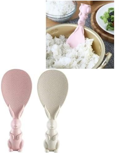 1 Pc Rabbit Shape Rice Paddle Bunny Cartoon Rice Spoon Non-Stick Rice Spatula Stand-Up Rice Spoon Paddle Standing Rice Cooker Spoon Stand-Able Rice Serving Spoons Vertical Rice Scoop 8.5X7Cm Multi