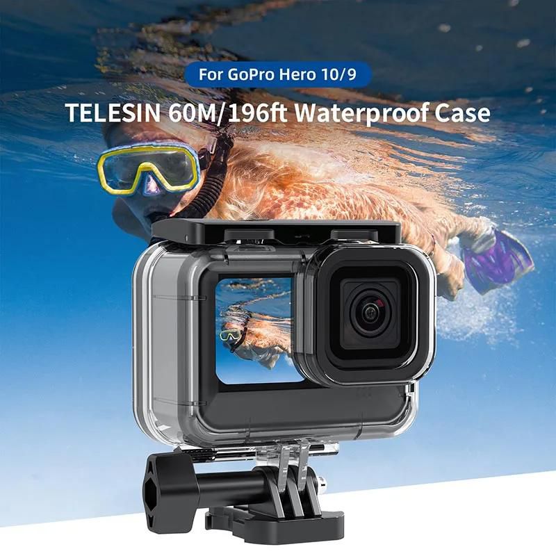TELESIN 60M Waterproof Case For GoPro Hero 10 9 Underwater Diving Housing Cover With Dive Filter for GoPro Hero 9 10 Accessories