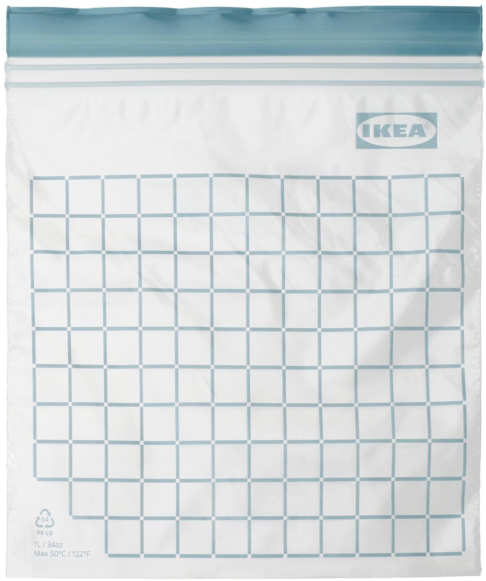 ISTAD Resealable bag - check pattern/grey-blue 1 l