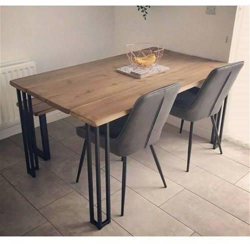 Dining Table, 180 cm, Black / Wooden - DIN34