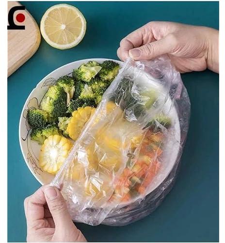 300 Pcs Disposable Plastic Food Covers, Elastic Food Covers for Fruit Bowls, Kitchen Storage Cups, Fresh Keeping Bags (300 Count) - By Pegui Bell