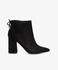Black Faux Suede Pointed Ankle Boots