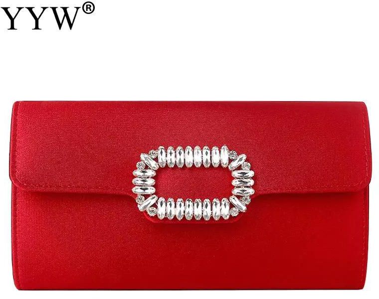 Silk Satin Purses and Handbags Luxury Square Rhinestone for Women Wedding Party Handbag Evening Bag Wedding Clutch Wallet Female