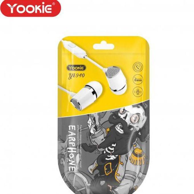 YooKie YK 940 Corded Headset -White & Silver