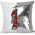 Emperor Themed Sequin Decorative Throw Pillow White/Red/Black 40x40cm