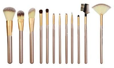 12-Piece Versatile Makeup Brush Set Gold/Black