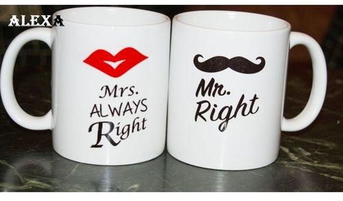 Couples Mug - Mr Right & Mrs Always Right - White - 2 Pcs