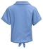 Fashion Tops Women Blouse Short Sleeve Shirt Flowers Embroidered Blouse Top Denim Shirt Blue