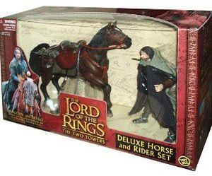 Toybiz Year 2002 The Lord Of The Rings Movie Series The Two Towers Deluxe Horse And Rider Set - Aragorn With Sword Slashing Action And Horse Brego With Galloping Action