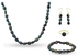Vera Perla 10K Black Pearls Elastic Bracelet Jewelry Set - 4 Pieces